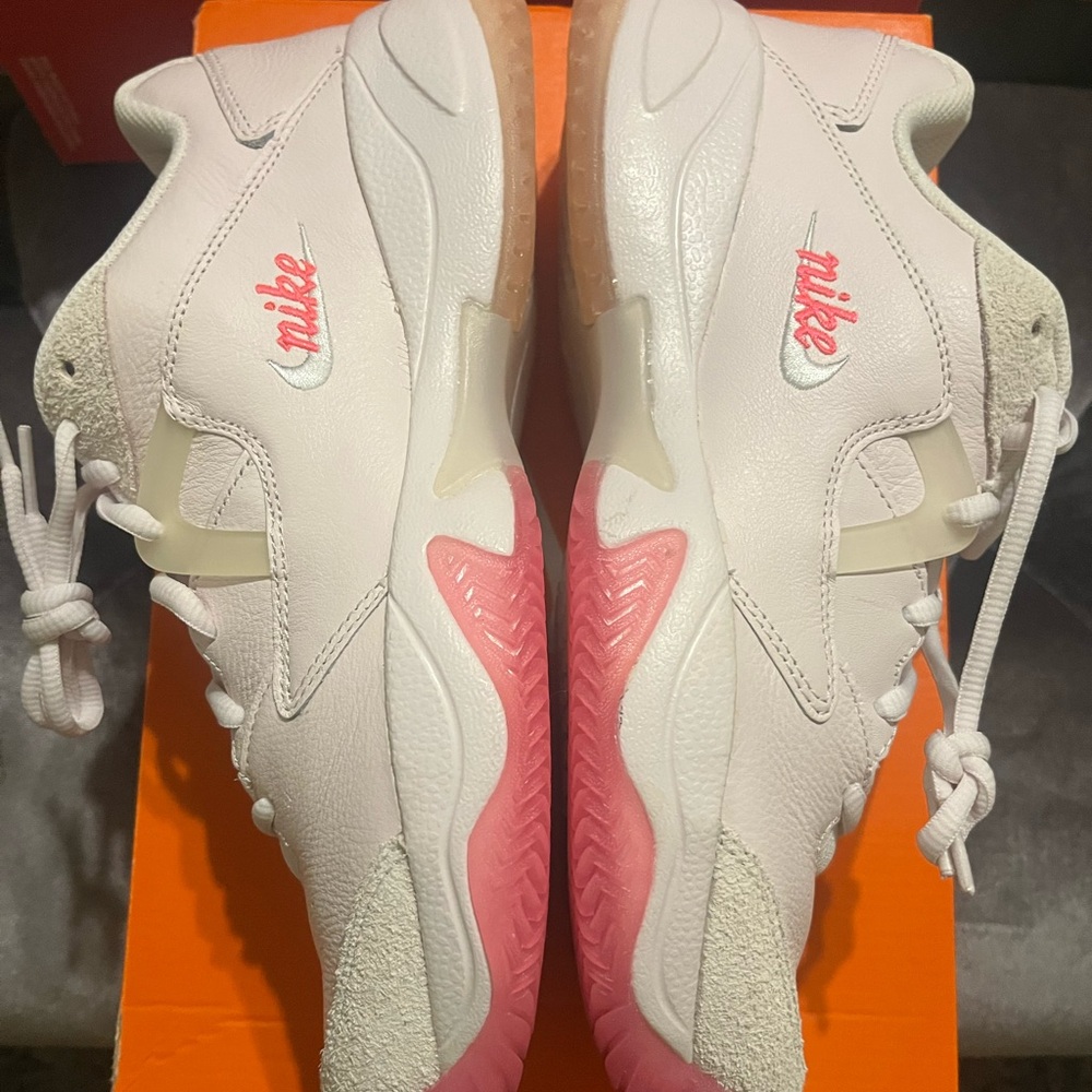 Nike White and Pink Court Lite 2 Tennis Shoes